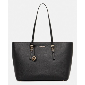 δερμάτινη τσάντα michael michael kors quinn χρώμα μαύρο