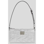 δερμάτινη τσάντα karl lagerfeld χρώμα: ασημί, a3w30311 φυσικό δέρμα