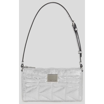 δερμάτινη τσάντα karl lagerfeld χρώμα ασημί, a3w30311