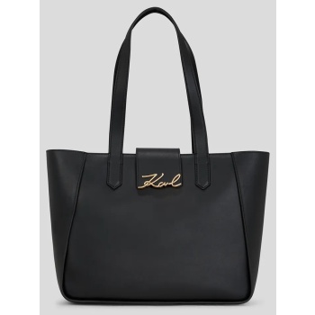 δερμάτινη τσάντα karl lagerfeld χρώμα μαύρο, a3w30133
