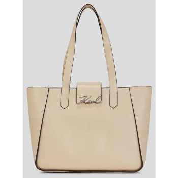 δερμάτινη τσάντα karl lagerfeld χρώμα μπεζ, a3w30133 κύριο