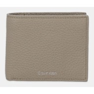 δερμάτινο πορτοφόλι calvin klein ανδρικό, χρώμα: καφέ, lv04d1028g φυσικό δέρμα