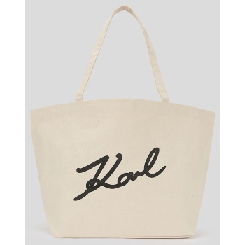 βαμβακερή τσάντα karl lagerfeld χρώμα μπεζ, a3w50108 60%