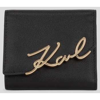 δερμάτινο πορτοφόλι karl lagerfeld χρώμα μαύρο, a3w32019