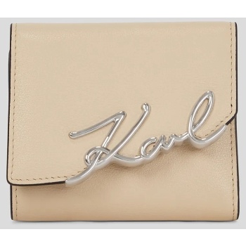 δερμάτινο πορτοφόλι karl lagerfeld χρώμα μπεζ, a3w32019