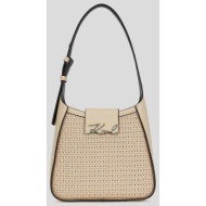 δερμάτινη τσάντα karl lagerfeld χρώμα: μπεζ, a3w30048 δέρμα