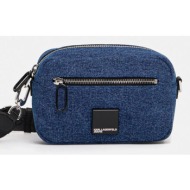 τσάντα karl lagerfeld jeans χρώμα: μπλε, a3w30208 κύριο υλικό: 78% βαμβάκι, 11% πολυεστέρας, 11% πολ