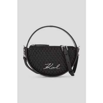 δερμάτινη τσάντα karl lagerfeld χρώμα μαύρο, a3w30053