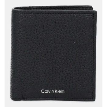 δερμάτινο πορτοφόλι calvin klein ανδρικό, χρώμα μαύρο