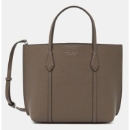 δερμάτινη τσάντα tory burch perry χρώμα: καφέ, 174234-250 φυσικό δέρμα