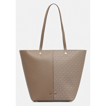 τσάντα michael michael kors flora χρώμα μπεζ, 30t5gfft3b