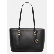 δερμάτινη τσάντα michael michael kors quinn χρώμα: μαύρο, 30t5gqnt2l φυσικό δέρμα