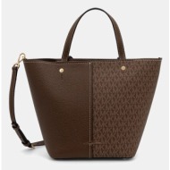 τσάντα michael michael kors flora χρώμα: καφέ, 30t5gfft2b 100% συνθετικό ύφασμα