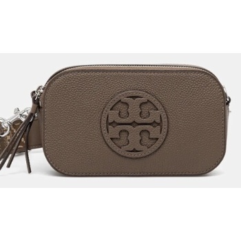 δερμάτινη τσάντα tory burch miller χρώμα καφέ, 171955-250