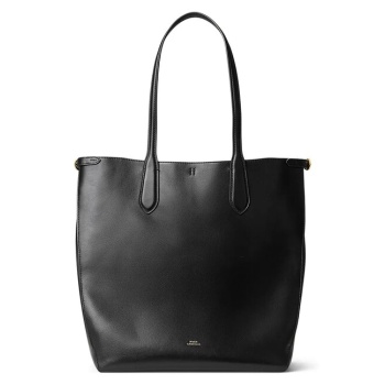 δερμάτινη τσάντα polo ralph lauren χρώμα μαύρο, 428962757