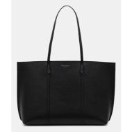 δερμάτινη τσάντα tory burch perry χρώμα: μαύρο, 169476-001 100% φυσικό δέρμα