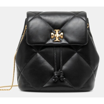 δερμάτινο σακίδιο tory burch kira diamond χρώμα μαύρο