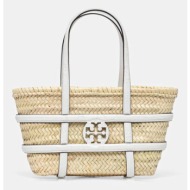 τσάντα παραλίας tory burch ella straw χρώμα: μπεζ, 169398-100 δέρμα, rafia