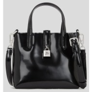 δερμάτινη τσάντα karl lagerfeld χρώμα: μαύρο, a3w30288 100% φυσικό δέρμα