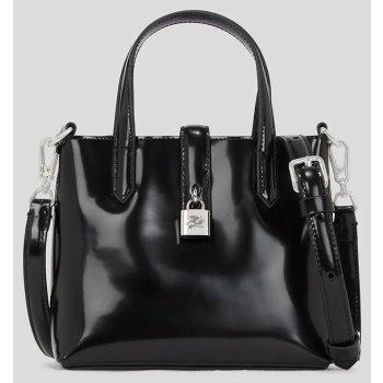 δερμάτινη τσάντα karl lagerfeld χρώμα μαύρο, a3w30288 100%