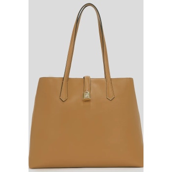 δερμάτινη τσάντα karl lagerfeld χρώμα καφέ, a3w30150 100%