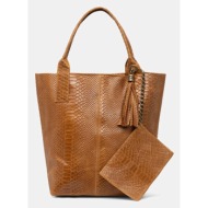 δερμάτινη τσάντα answear.lab χρώμα: καφέ 100% φυσικό δέρμα