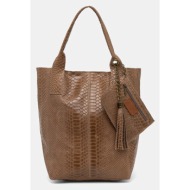 δερμάτινη τσάντα answear lab χρώμα: καφέ 100% φυσικό δέρμα