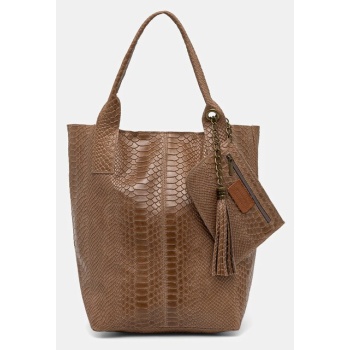 δερμάτινη τσάντα answear lab χρώμα καφέ 100% φυσικό δέρμα