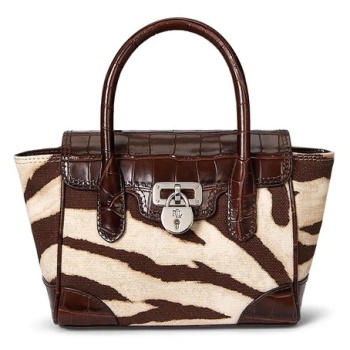 τσάντα lauren ralph lauren χρώμα καφέ, 431969470 βαμβάκι