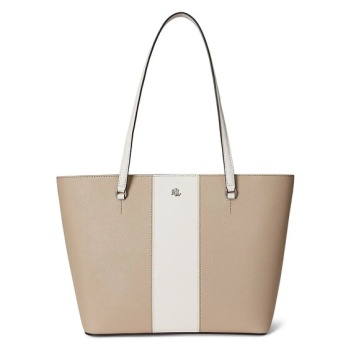 δερμάτινη τσάντα lauren ralph lauren χρώμα μπεζ, 431974512