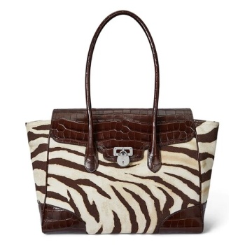 τσάντα lauren ralph lauren χρώμα καφέ, 431969469 βαμβάκι