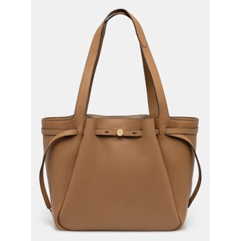 δερμάτινη τσάντα tory burch romy tote χρώμα μπεζ