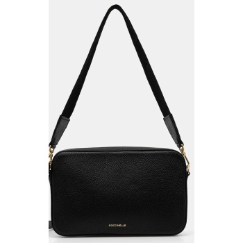 δερμάτινη τσάντα coccinelle tebe χρώμα μαύρο