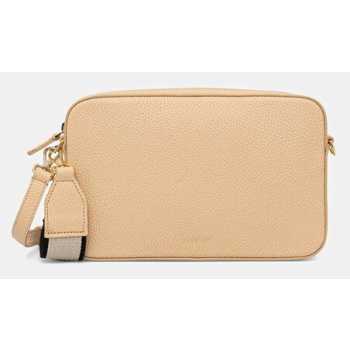 δερμάτινη τσάντα coccinelle tebe χρώμα μπεζ