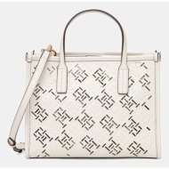 τσάντα tommy hilfiger χρώμα: μπεζ, aw0aw17500 100% πολυουρεθάνη