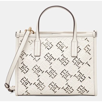 τσάντα tommy hilfiger χρώμα μπεζ, aw0aw17500 100%