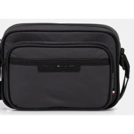 τσάντα φάκελος tommy hilfiger χρώμα: γκρι, am0am13468 85% πολυεστέρας, 15% πολυουρεθάνη