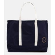 τσάντα tommy hilfiger χρώμα: ναυτικό μπλε, am0am13557 100% βαμβάκι