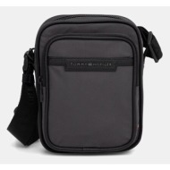 σακίδιο tommy hilfiger χρώμα: γκρι, am0am13465 95% πολυεστέρας, 5% πολυουρεθάνη