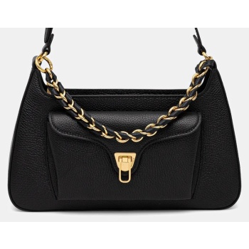 δερμάτινη τσάντα coccinelle χρώμα μαύρο, e1.tfk.12.01.01