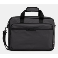 τσάντα φορητού υπολογιστή tommy hilfiger χρώμα: γκρι, am0am13466 90% πολυουρεθάνη, 10% πολυεστέρας