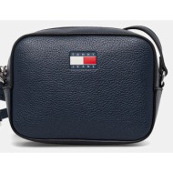 τσάντα tommy jeans χρώμα: ναυτικό μπλε, aw0aw17543 100% πολυουρεθάνη