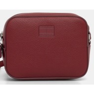 τσάντα tommy jeans χρώμα: μπορντό, aw0aw17543 100% πολυουρεθάνη