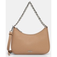 τσάντα dkny χρώμα: καφέ, r52eai10 100% πολυουρεθάνη