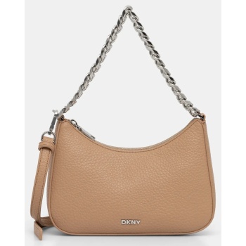 τσάντα dkny χρώμα καφέ, r52eai10 100% πολυουρεθάνη