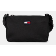 τσάντα tommy jeans χρώμα: μαύρο, aw0aw17544 100% ανακυκλωμένος πολυεστέρας