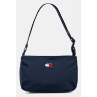 τσάντα tommy jeans χρώμα: ναυτικό μπλε, aw0aw17544 100% ανακυκλωμένος πολυεστέρας