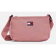 τσάντα tommy jeans χρώμα: πορτοκαλί, aw0aw17544 100% ανακυκλωμένος πολυεστέρας