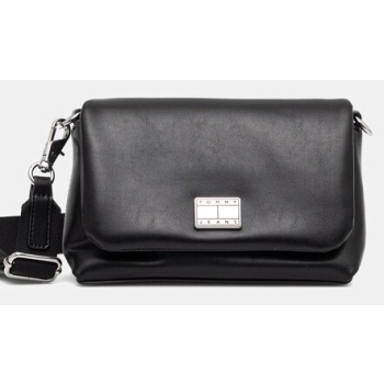 τσάντα tommy jeans χρώμα μαύρο, aw0aw17550 100%