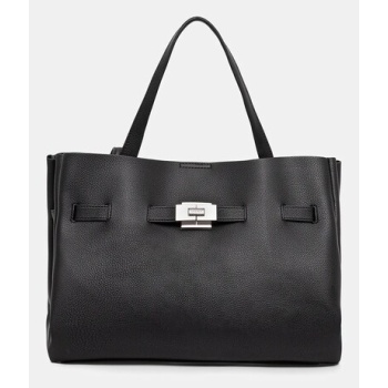 τσάντα dkny χρώμα μαύρο, r52dak43 100% πολυουρεθάνη